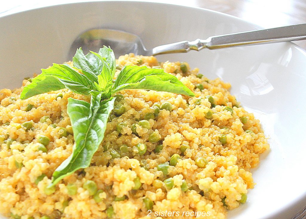 Quinoa with Baby Peas by 2sistersrecipes.com 