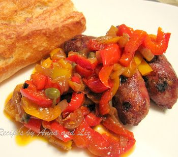 Sweet Sausages and Peppers by 2sistersrecipes.com