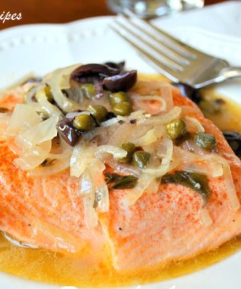 Salmon Piccata with Lemon and Wine Sauce by 2sistersrecipes.com