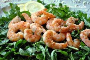 Grilled Shrimp over Arugula Salad