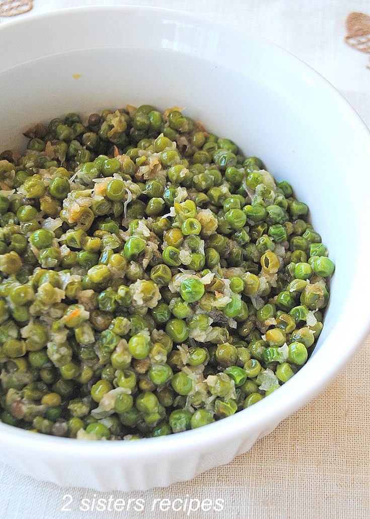 Sweet Baby Peas with Onions and Capers by 2sistersrecipes.com