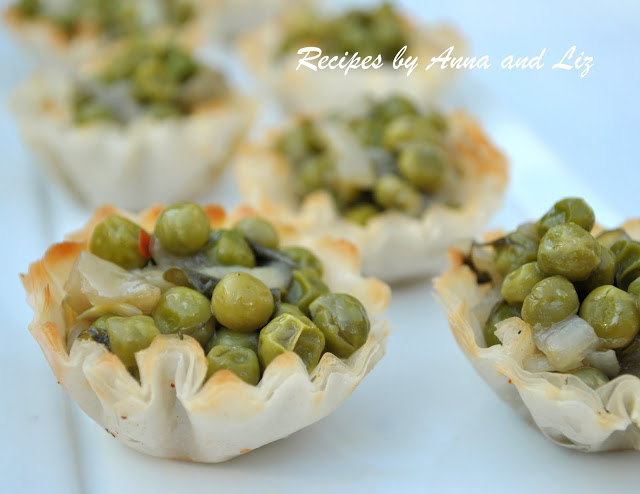 Mini Fillo Pastry Stuffed with Peas, Onions and Capers by 2sistersrecipes.com