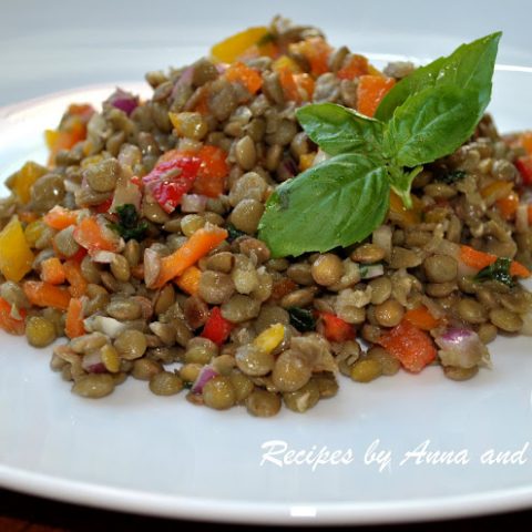 Lentil Salad with Sweet Peppers by 2sistersrecipes.com