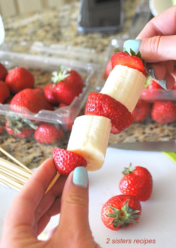 Strawberry and Banana Kabobs with Chocolate by 2sistersrecipes.com 