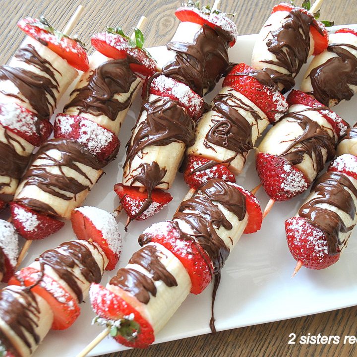 Strawberry and Banana Kabobs with Chocolate by 2sistersrecipes.com