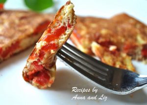 Roasted Potatoes and Red Peppers Omelet