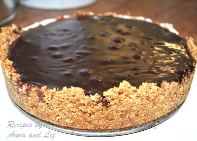 Panna Cotta Pie with Lingonberries and Chocolate Ganache by 2sistersrecipes.com 