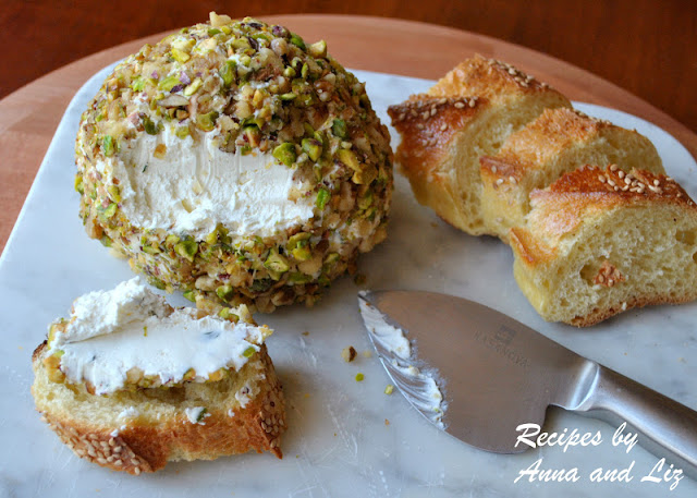 Goat Cheese Pistachio and Walnut Ball 2sistersrecipes.com