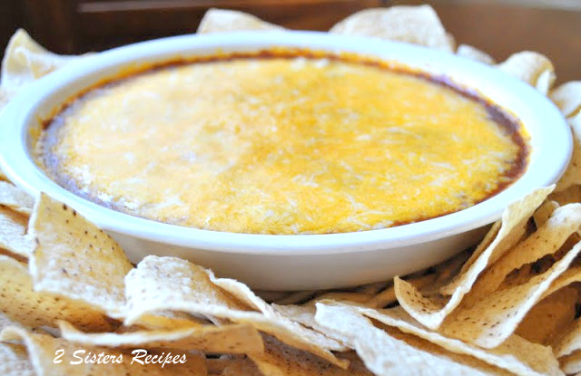 Easy Hot Chili Cheese Dip - Only 3 Layers! by 2sistersrecipes.com