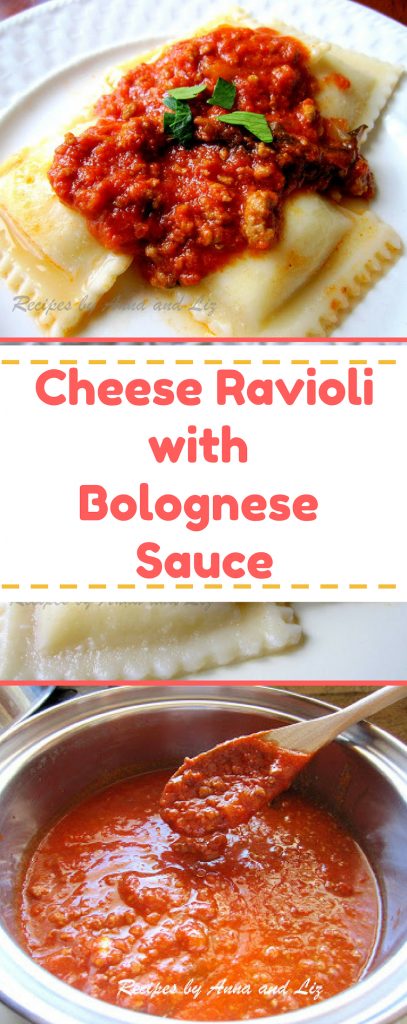 Cheese Ravioli with Bolognese Sauce by 2sistersrecipes.com 