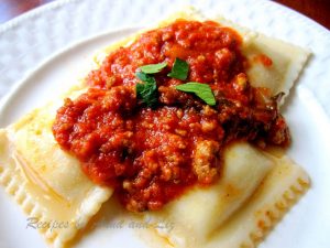 Cheese Ravioli with Bolognese Sauce