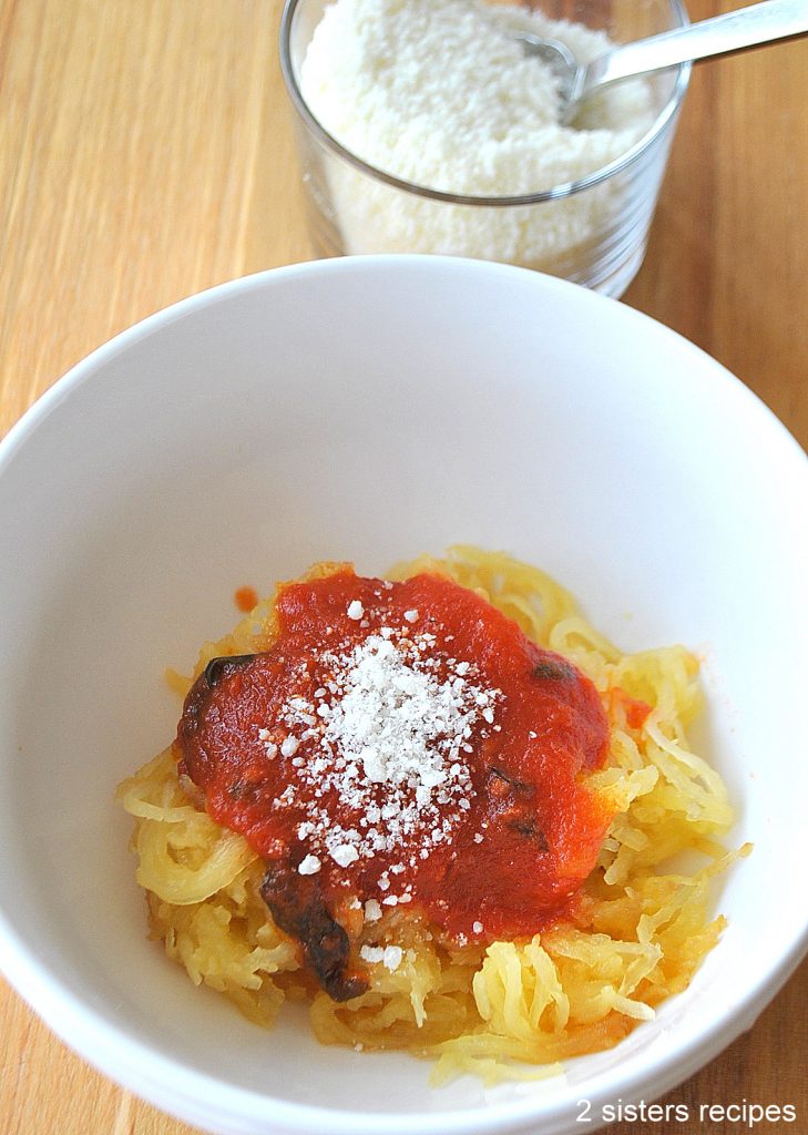 Spagetti Squash with Tomato Sauce by 2sistersrecipes.com 