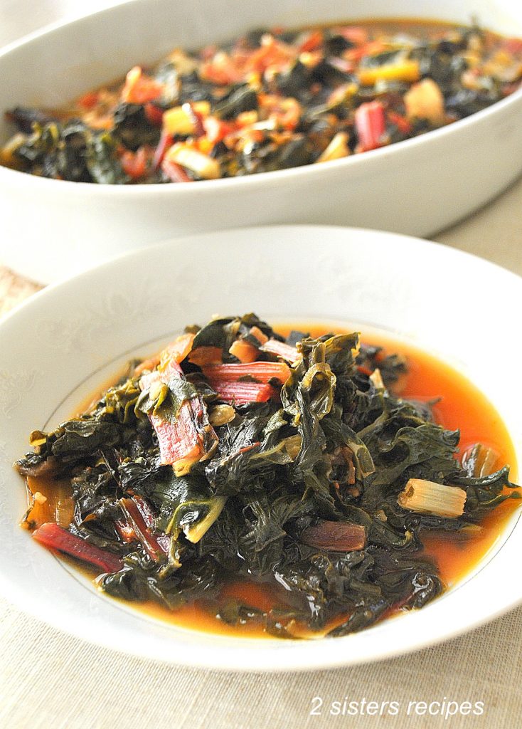 Swiss Chard Steamed with Tomatoes by 2sistersrecipes.com 