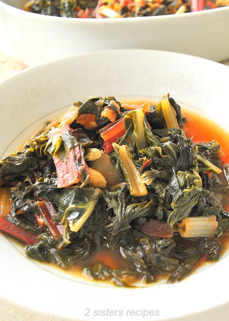 Swiss Chard Steamed with Tomatoes by 2sistersrecipes.com