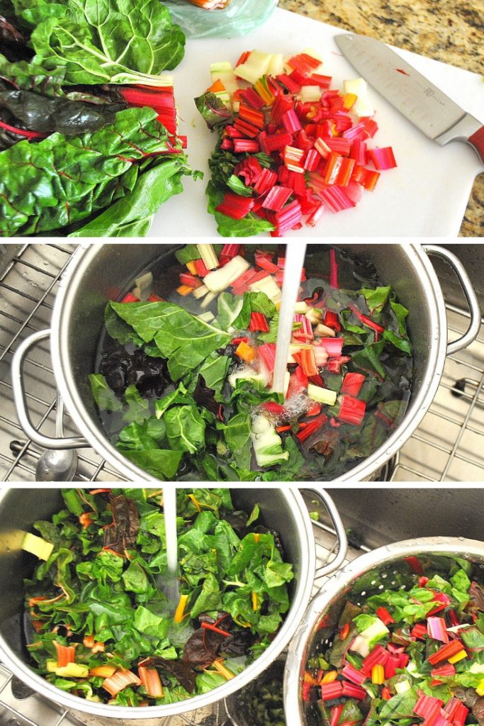 Swiss Chard Steamed with Tomatoes, Garlic & Olive Oil by 2sistersrecipes.com 