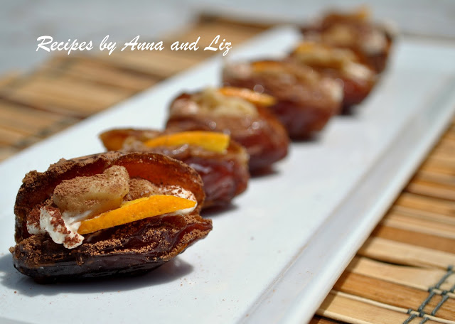 Dates filled with Mascarpone and Walnuts by 2sistersrecipes.com
