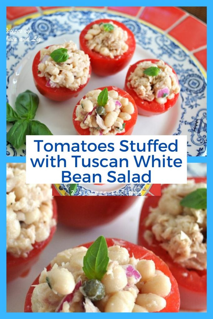 Tomatoes Stuffed with Tuscan White Bean Salad. by 2sistersrecipes.com 