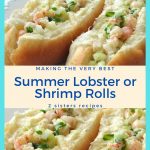 Two hot dog rolls filled with a lobster or shrimp salad, served on a plate.