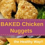 A platter filled with baked chicken nuggets with a bowl of ketchup on the side.