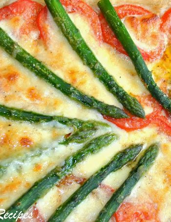 Fresh Asparagus Tomato and Cheese Pizza by 2sistersrecipes.com