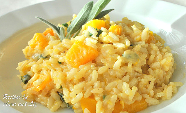 Butternut Squash Risotto with Cheese and Sage by 2sistersrecipes.com