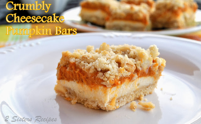 Crumbly Cheesecake Pumpkin Bars, by 2sistersrecipes.com