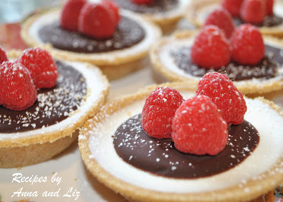 Mini Panna Cotta Tarts with Lingonberries and Chocolate. by 2sistersrecipes.com