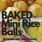 A platter filled with mini rice balls, and a plate with sliced salami.