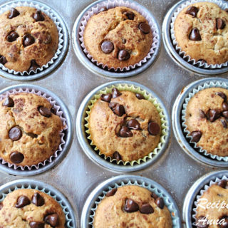 Banana Chocolate Chip Muffins by 2sistersrecipes.com