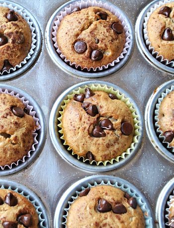 Banana Chocolate Chip Muffins by 2sistersrecipes.com