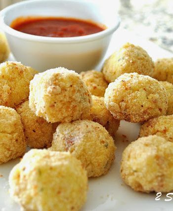 Baked Mini Rice Balls Stuffed with Salami and Cheese by 2sistersrecipes.com