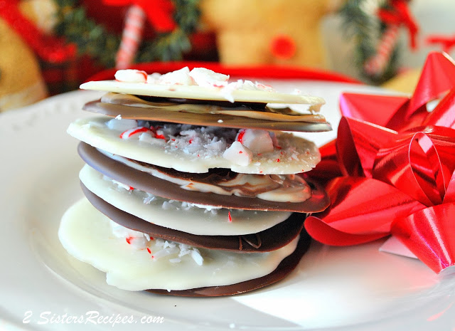 Peppermint Bark and Dark Chocolate Almond Kisses by 2sistersrecipes.com