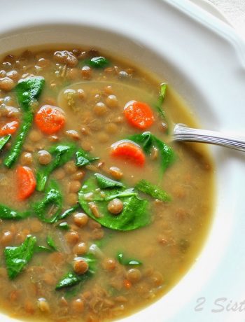 Lentil Spinach Soup by 2sistersrecipes.com