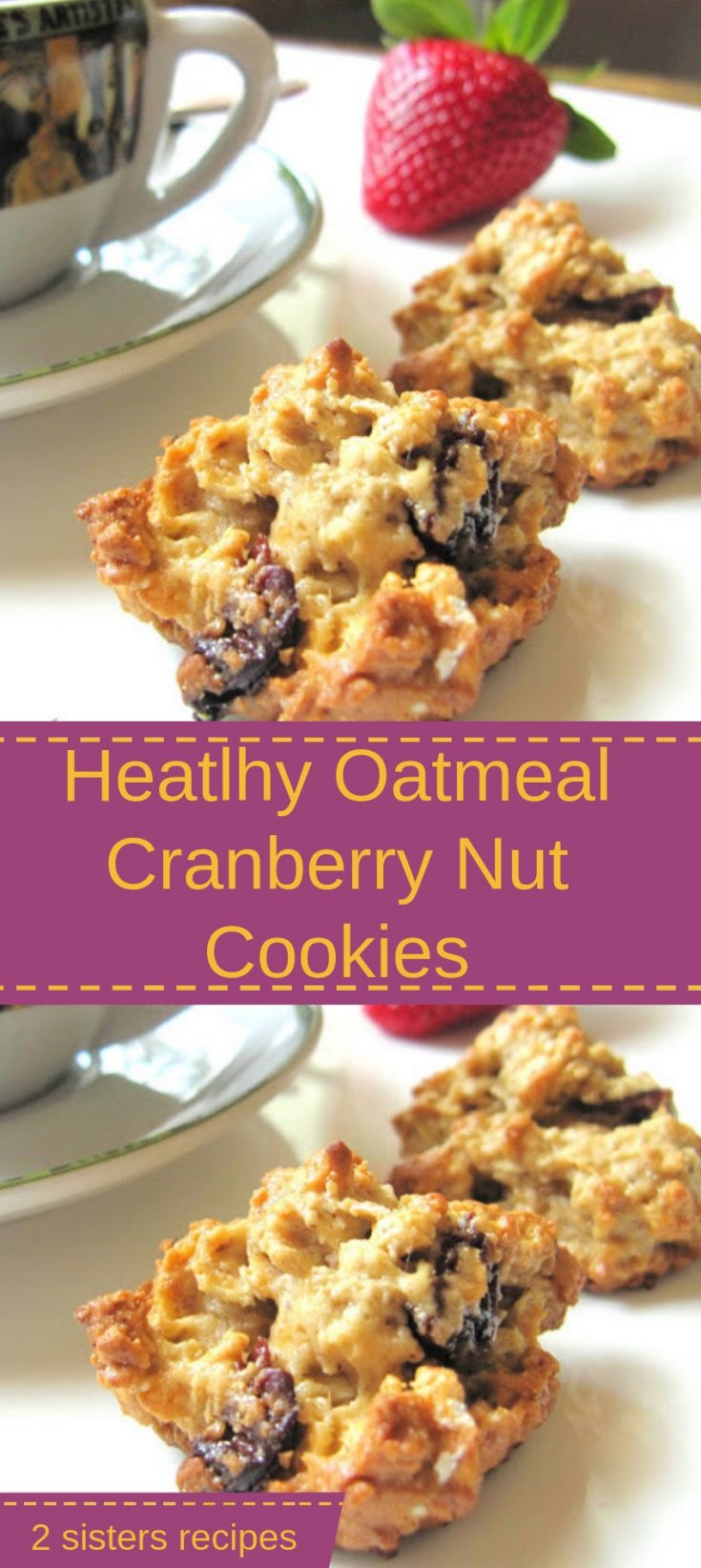 Healthy Cranberry Nut Cookies by 2sistersrecipes.com