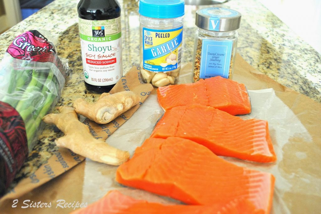 Ingredients for this salmon recipe placed on the counter.