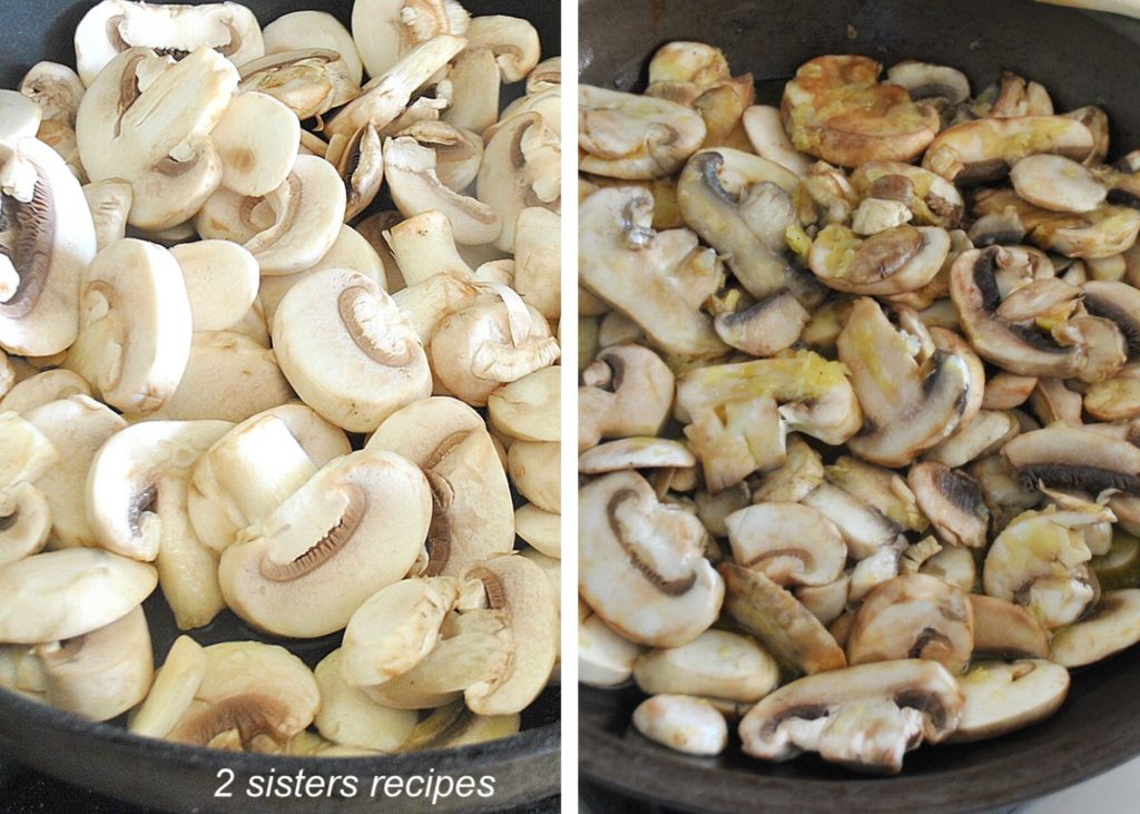 Mushrooms in a skillet by 2sistersrecipes.com 