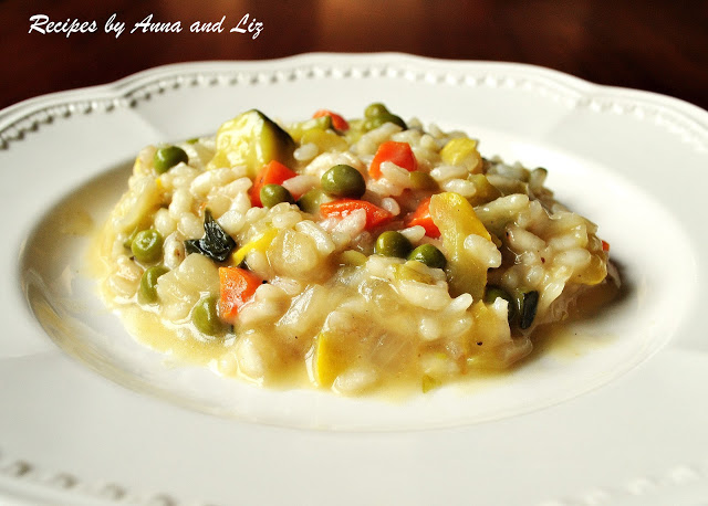 Spring Risotto with Vegetables (Risotto Primavera) by 2sistersrecipes.com