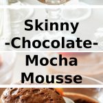 Cordial glasses filled with chocolate mousse, and a spoonful of it.