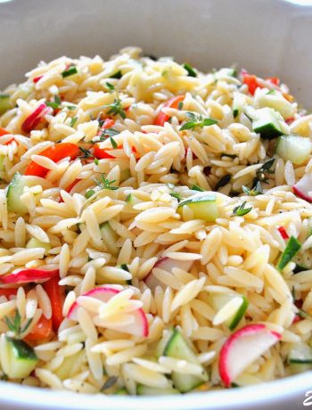 Orzo Salad with Champagne Vinaigrette by 2sistersrecipes.com