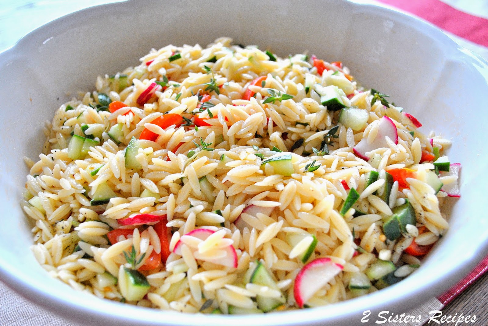 Orzo Salad with Champagne Vinaigrette by 2sistersrecipes.com