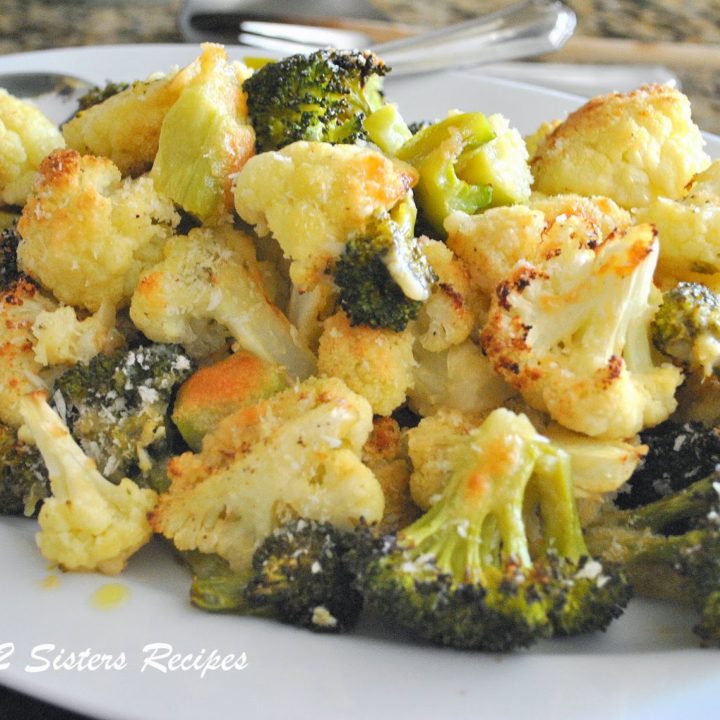 Roasted Broccoli and Cauliflower with Wine and Cheese