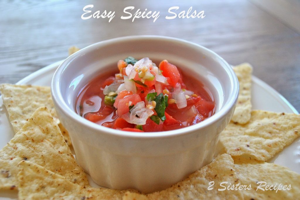 Simple and Easy Spicy Salsa.  by 2sistersrecipes.com 