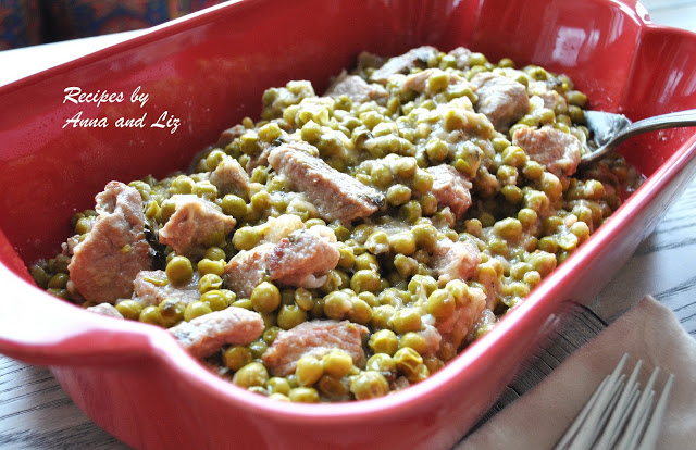 Spring Veal Stew with Baby Peas, Prosciutto and Wine by 2sistersrecipes.com