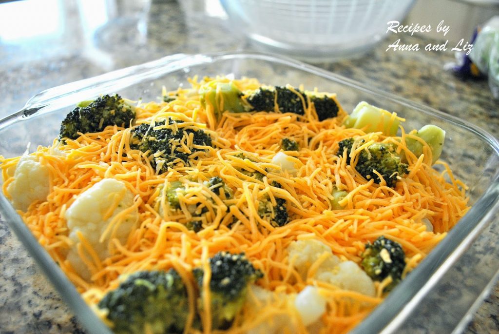 Baked Kale Broccoli Cauliflower Cheddar Casserole by 2sistersrecipes.com 