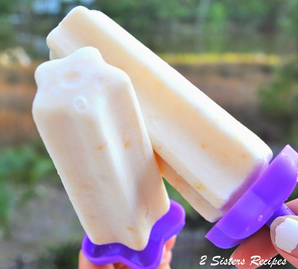 Peach-Apricot Greek Yogurt Frozen Pops by 2sistersrecipes.com 