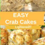 Raw crab cakes on a sheet of foil, then baked Crab Cakes -Lightened!