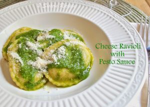 Easy Cheese Ravioli with Pesto Sauce