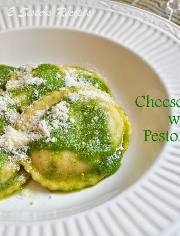 Easy Cheese Ravioli with Pesto Sauce by 2sistersrecipes.com