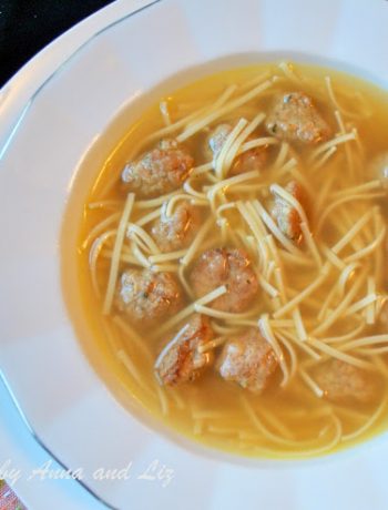 Chicken Noodle Soup with Mini Meatballs by 2sistersrecipes.com