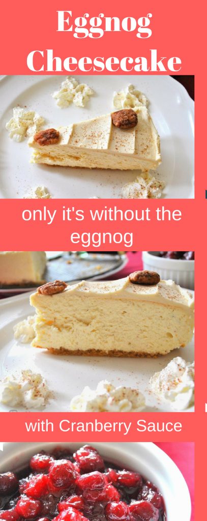 Eggnog Cheesecake with Candied Pecans & Cranberry Compote by 2sistersrecipes.com 
